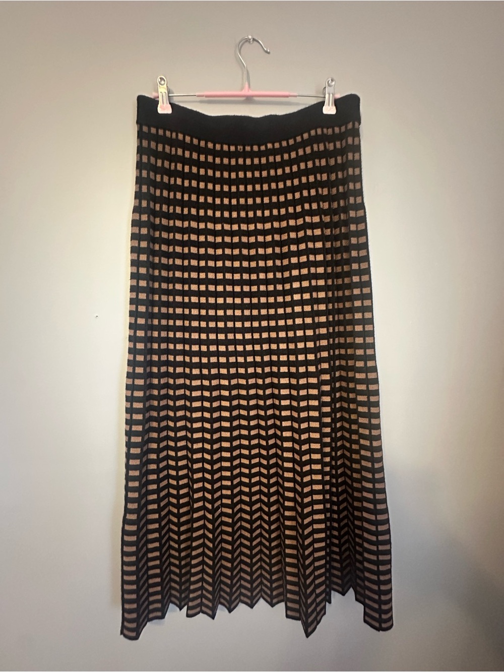Max Studio London Metallic Knit Midi Skirt Womens S Black Bronze Boho